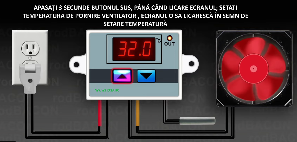 setare termostat control ventilator sera sau solar